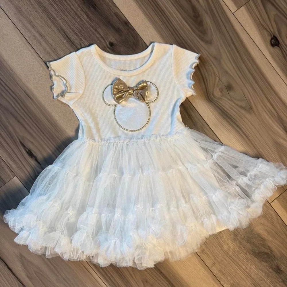 Disney Minnie Mouse white baby dress, size 18M
